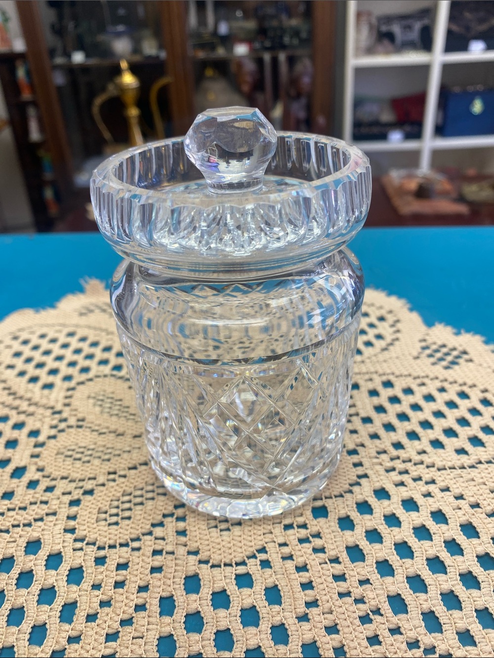 Waterford Crystal signed jar. Cut